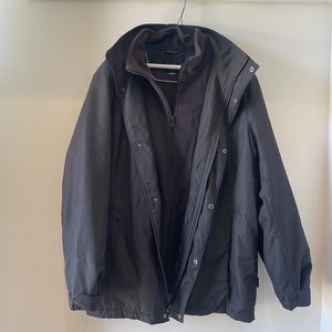 Men’s Calvin Klein Black Jacket Water Resistant Shell Fleece Lining Hood